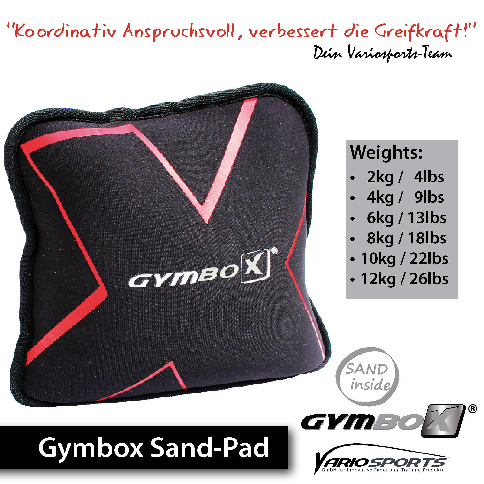 datenblatt Sandpad Trainingsgewicht